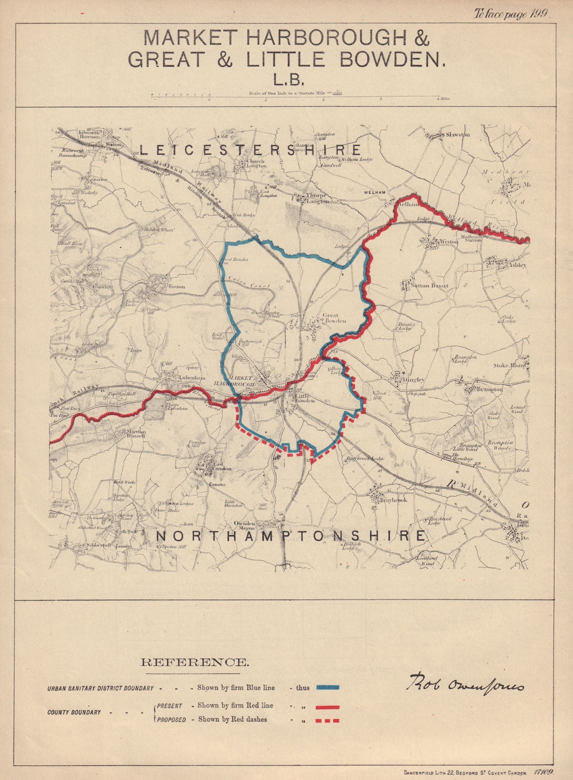Market Harborough & Bowden, Leicestershire. JONES. BOUNDARY COMMISSION 1888 map